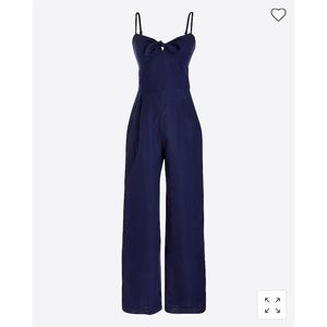 J. Crew Strappy Tie-Front Wide Leg Jumpsuit Navy